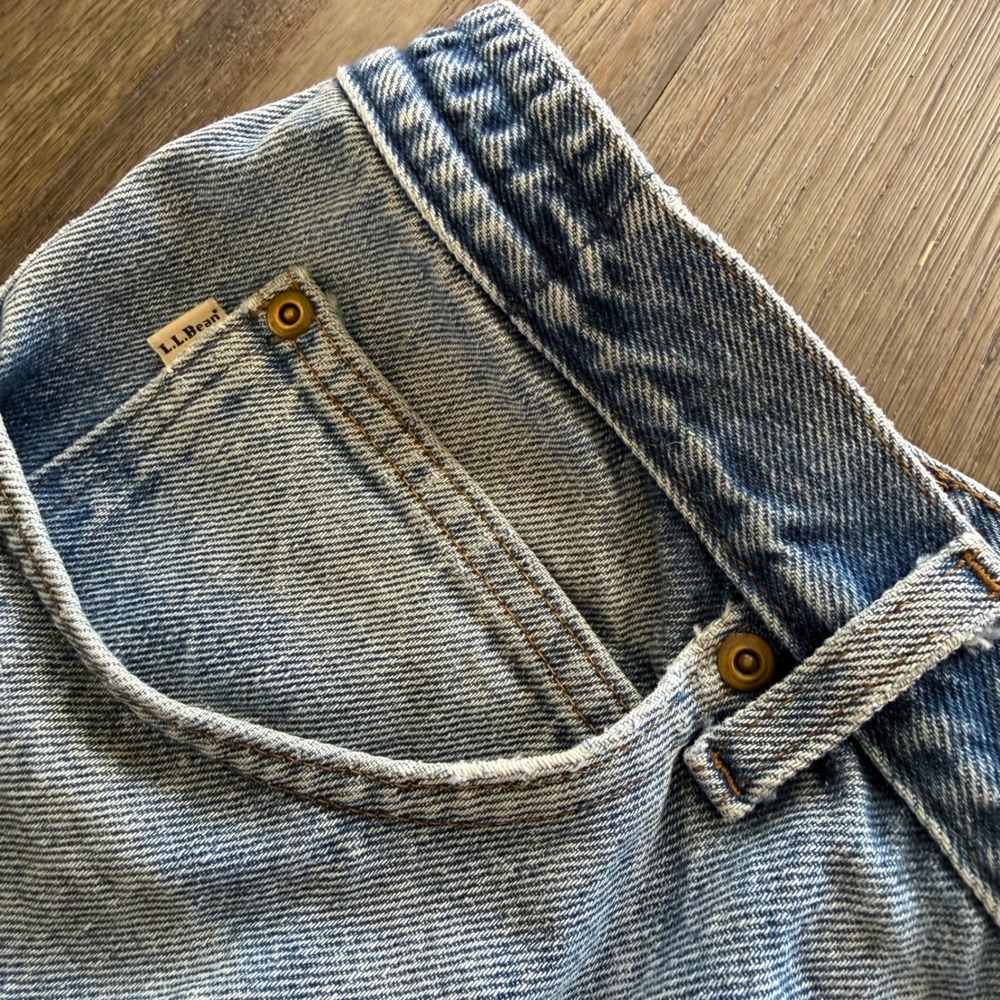 Vintage LL Bean 100% Cotton Elastic Waist Men's 42x29 Denim Jeans Relaxed Fit - Picture 5 of 10